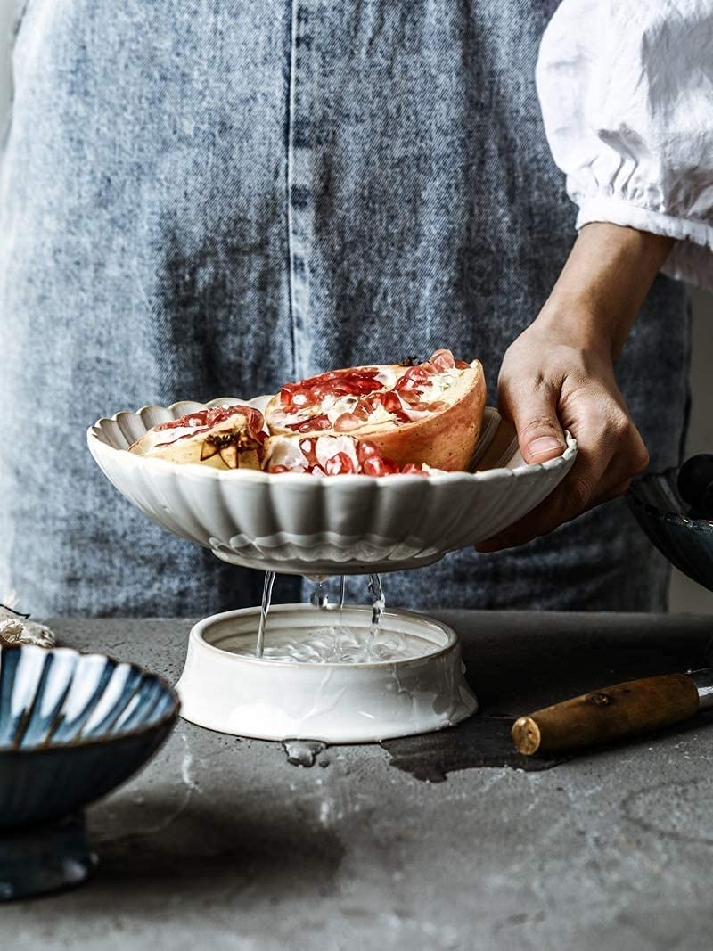 Amazon.co.jp: 穴あきセラミックフルーツストレーナーボウルとプレート